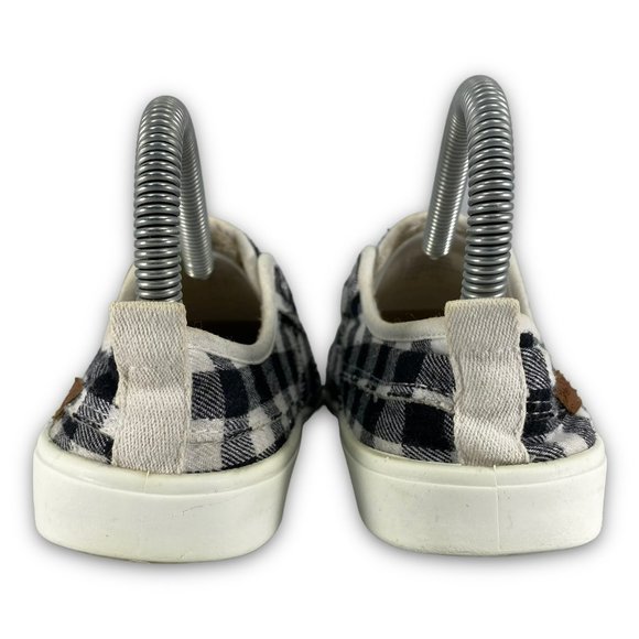 Blowfish Malibu Laceless Plaid Sneakers ZS006 Slip On Lined Black White Youth 3 - Picture 6 of 10